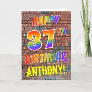 Graffiti Inspired Rainbow Look HAPPY 37TH BIRTHDAY Card