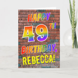 Graffiti Inspired Rainbow Look HAPPY 49TH BIRTHDAY Card