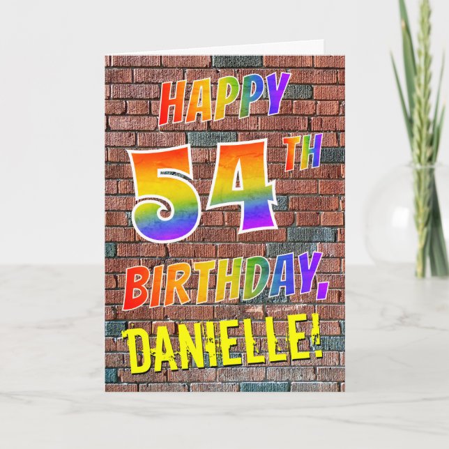 Graffiti Inspired Rainbow Look HAPPY 54TH BIRTHDAY Card (Front)