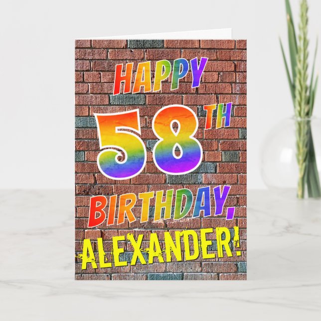 Graffiti Inspired Rainbow Look HAPPY 58TH BIRTHDAY Card (Front)