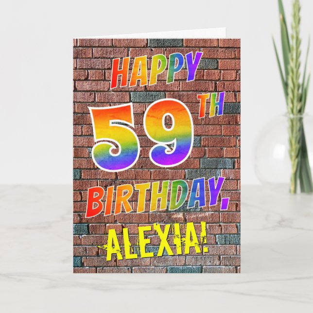 Graffiti Inspired Rainbow Look HAPPY 59TH BIRTHDAY Card (Front)