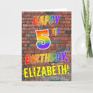 Graffiti Inspired Rainbow Look HAPPY 5TH BIRTHDAY Card