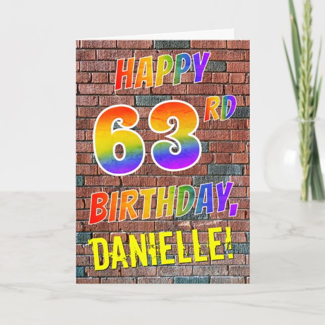 Graffiti Inspired Rainbow Look HAPPY 63RD BIRTHDAY Card (Front)