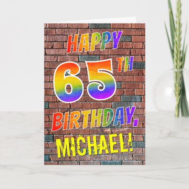 Graffiti Inspired Rainbow Look HAPPY 65TH BIRTHDAY Card (Front)