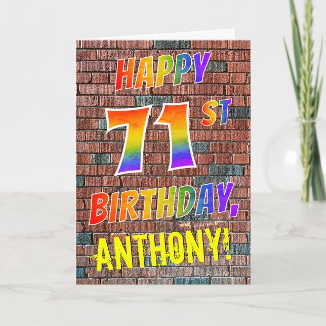 Graffiti Inspired Rainbow Look HAPPY 71ST BIRTHDAY Card (Front)