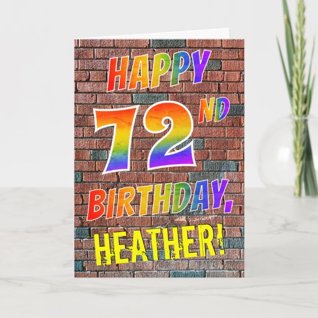 Graffiti Inspired Rainbow Look HAPPY 72ND BIRTHDAY Card (Front)