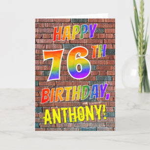 Graffiti Inspired Rainbow Look HAPPY 76TH BIRTHDAY Card