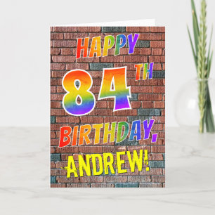 Graffiti Inspired Rainbow Look HAPPY 84TH BIRTHDAY Card