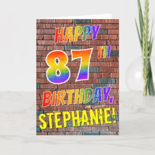Graffiti Inspired Rainbow Look HAPPY 87TH BIRTHDAY Card
