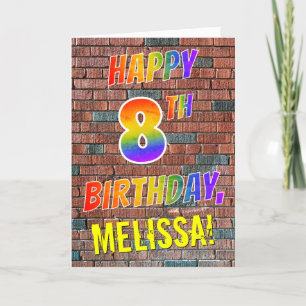 Graffiti Inspired Rainbow Look HAPPY 8TH BIRTHDAY Card