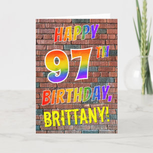 Graffiti Inspired Rainbow Look HAPPY 97TH BIRTHDAY Card