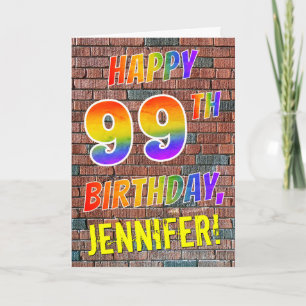Graffiti Inspired Rainbow Look HAPPY 99TH BIRTHDAY Card