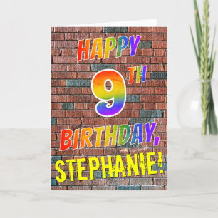 Graffiti Inspired Rainbow Look HAPPY 9TH BIRTHDAY Card