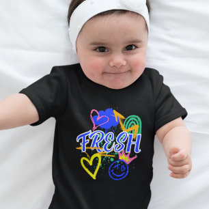 Graffiti-Inspired w/Hearts, Crown, & Arrows Baby Bodysuit