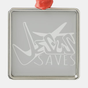 GRAFFITI JESUS SAVES - Christ On the Cross Metal Tree Decoration
