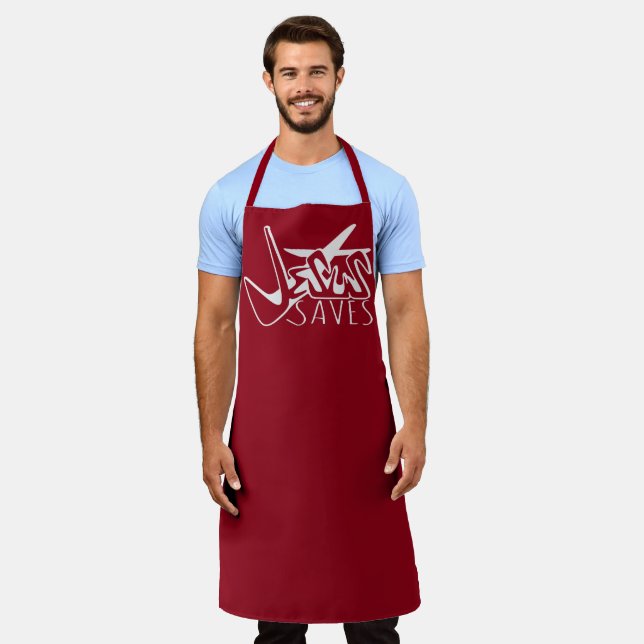 GRAFFITI JESUS SAVES CHRISTIAN APRON (Worn)