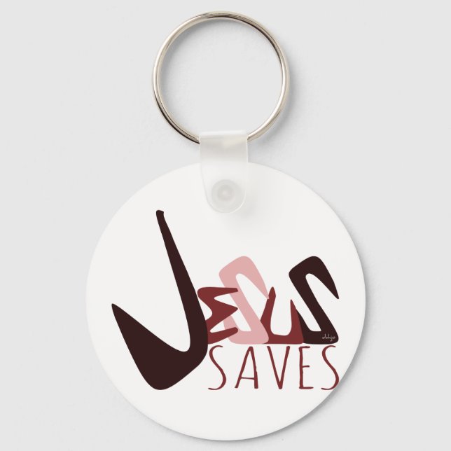 GRAFFITI JESUS SAVES in red Key Ring (Front)