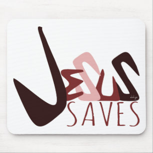 GRAFFITI JESUS SAVES in red Mouse Pad