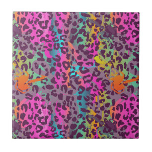 Graffiti Leopard Pattern Colourful Abstract Art Ceramic Tile