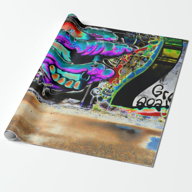 Graffiti Letter Urban Street Skull Wall Art Wrapping Paper (Unrolled)