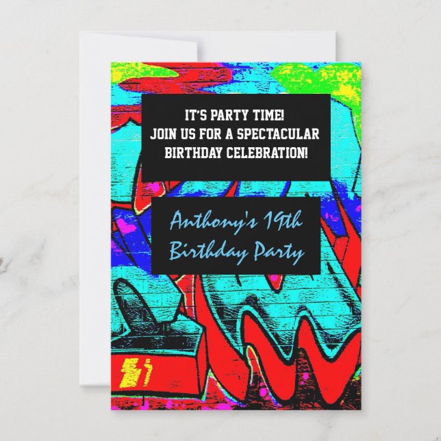 Graffiti Letters Birthday Invitation (Front)