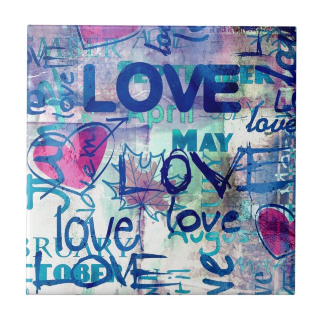 Graffiti Love Ceramic Tile (Front)
