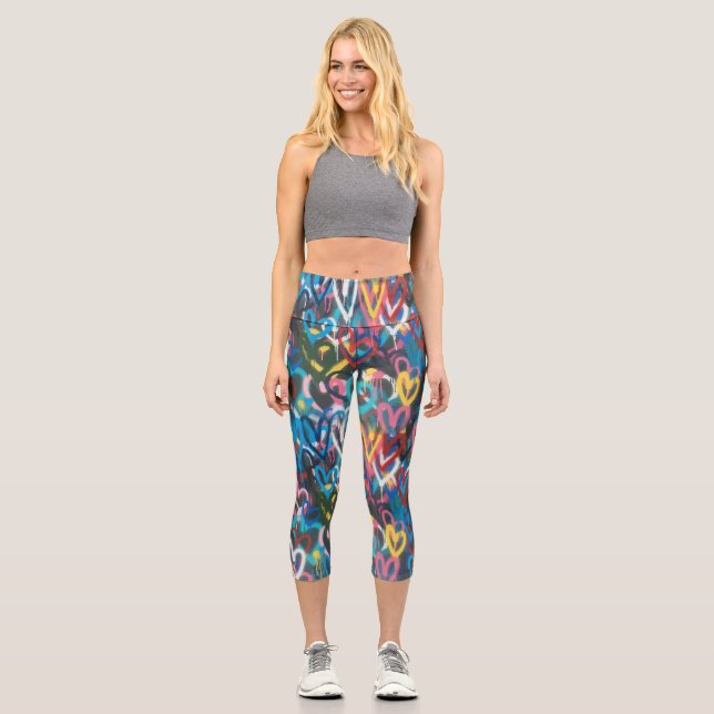 Graffiti Love - Cool Capris Leggings (Front)