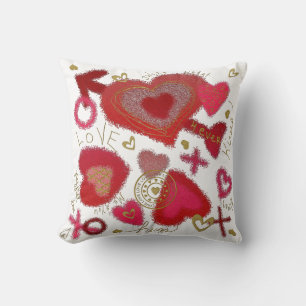 Graffiti Love Teens Throw Pillow, Pink Cushion