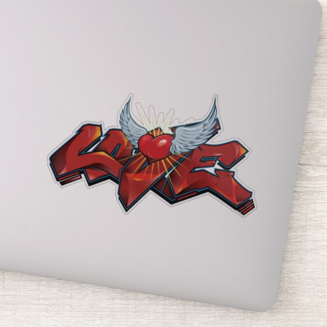 Graffiti Love Vinyl Sticker has a hip hop vibe. (Detail)