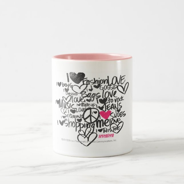 Graffiti Magenta Two-Tone Coffee Mug (Center)