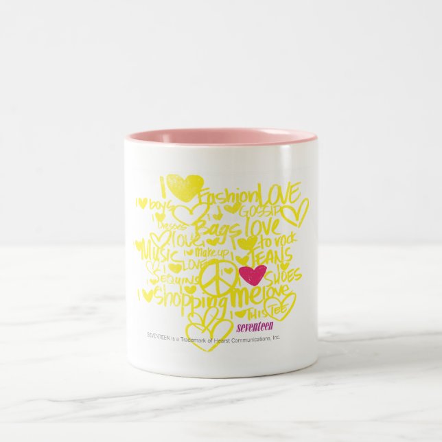 Graffiti Magenta/Yellow Two-Tone Coffee Mug (Center)