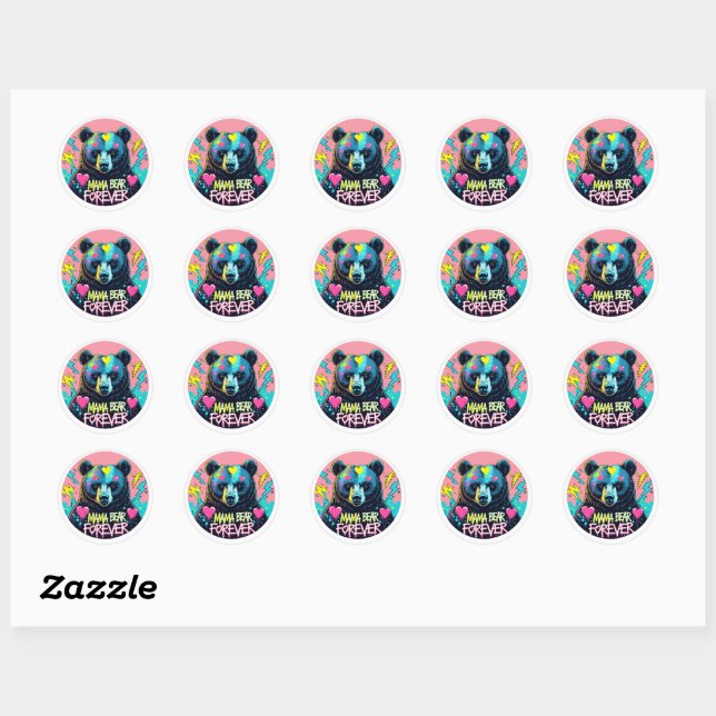 graffiti Mama Bear 04 Classic Round Sticker (Sheet)