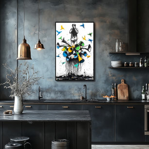 Graffiti Man with Megaphones and Birds – Protest Poster