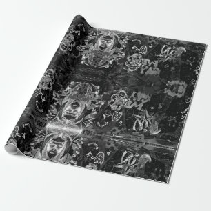 Graffiti Modern Black And White Grunge Pattern Wrapping Paper