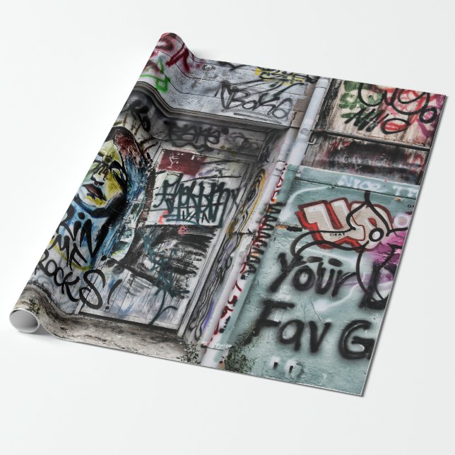 Graffiti Modern Cool Urban Street Art Wrapping Paper (Unrolled)