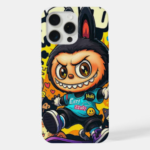 Graffiti Monster Character Skateboarding labubu iPhone 15 Pro Max Case
