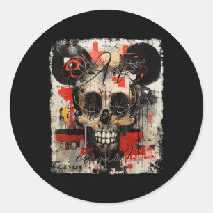 Graffiti Mouse Head Biker Skull Tattoo Horror Skul Classic Round Sticker