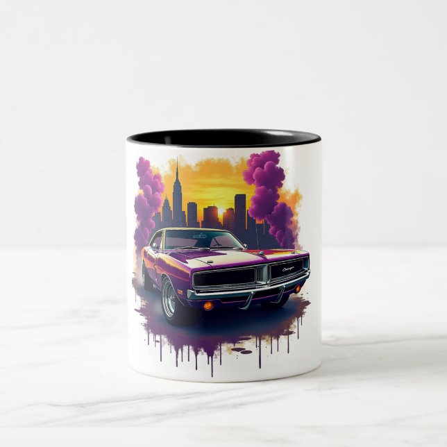 Graffiti Muscle Car Two-Tone Coffee Mug (Center)