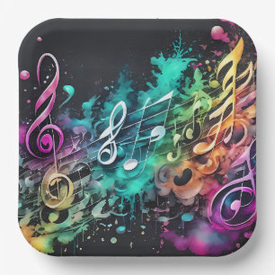 graffiti music paper plate