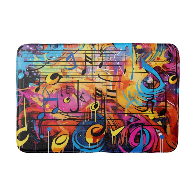 Graffiti Musical Notes Bath Mat (Front)