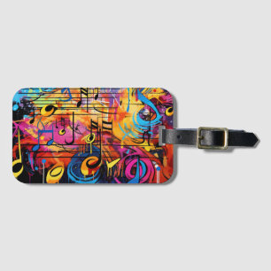 Graffiti Musical Notes Luggage Tag