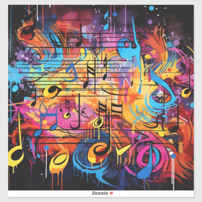 Graffiti Musical Notes Vinyl Sticker (Sheet)
