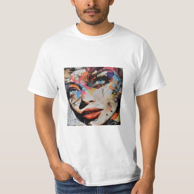 Graffiti of a Woman's Face T-Shirt (Front)