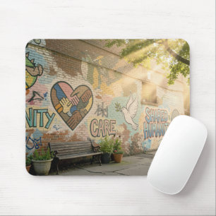 Graffiti On Brick Wall Humanity Mural Mouse Pad