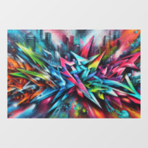 Graffiti on brick wall with skyline streetart