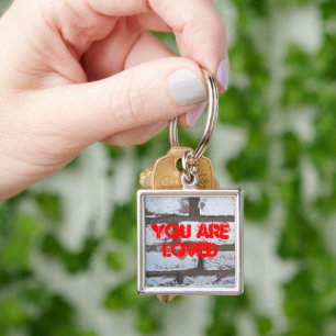 Graffiti on Wall with text You are Loved Key Ring
