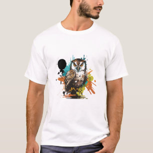 Graffiti Paint Owl Bird Creative Art Painting T-Shirt