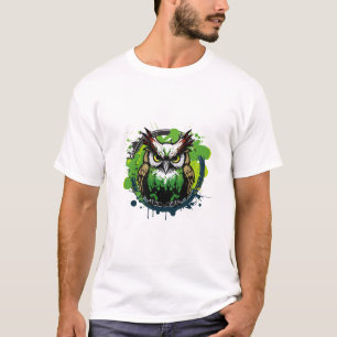 Graffiti Paint Owl Bird Creative Art Painting T-Shirt