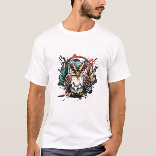 Graffiti Paint Owl Bird Creative Art Painting T-Shirt