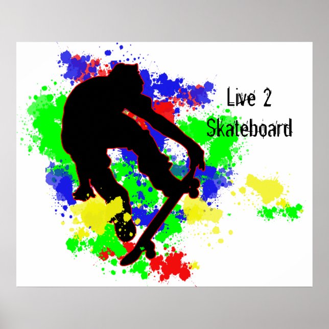 Graffiti Paint Splotches Skater Poster (Front)